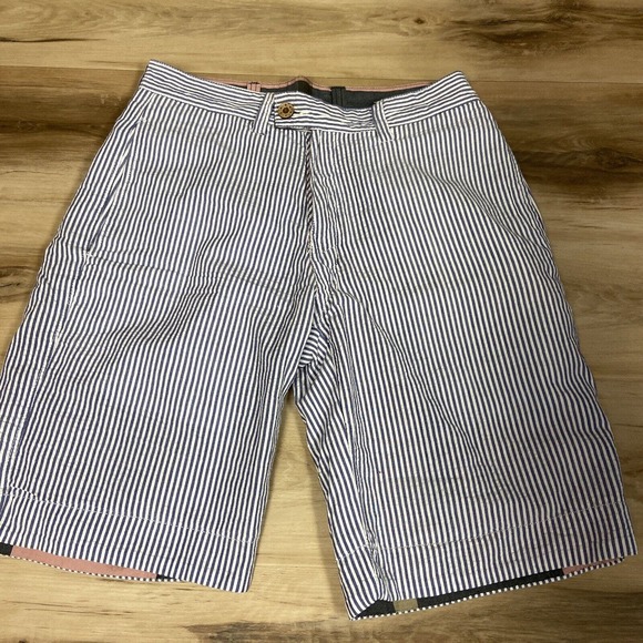 Washed Stoned & Beaten Shorts Mens 30 Seersucker Reversible Plaid - Picture 1 of 8